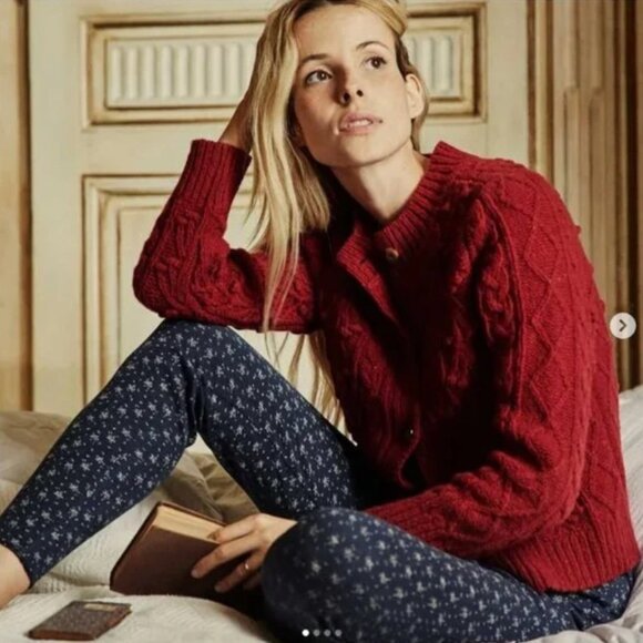 Doen Red Cable Knit Sweater - Picture 1 of 8